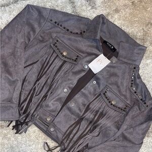 Studded Fringe cropped jacket